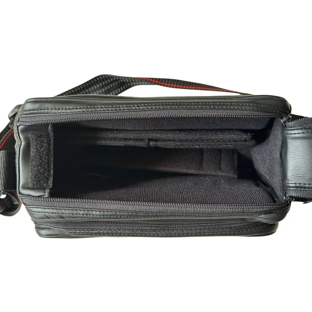 SLR Customer Padded Camera Shoulder Bag Black Red Multi-Compartment Strap